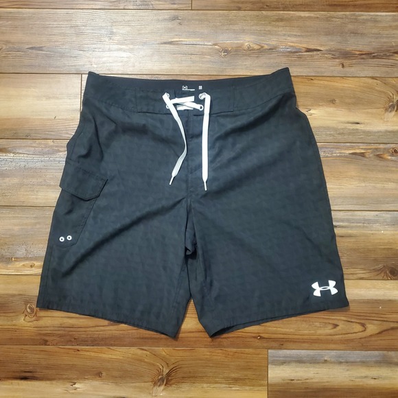 Under Armour Other - Under Armour Mens Sz 36 HeatGear Board Shorts Loose Black Geometric Swim Trunks